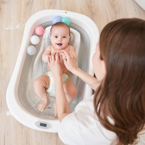 Baignoire bébé pliable - Thermomètre & Coussin inclus